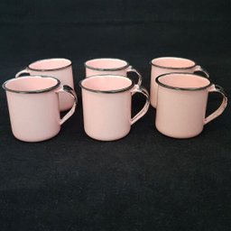 Jogo 6 Canecas Xícaras De 70ml Chá Café Esmaltadas Cozinha Rosa - 3