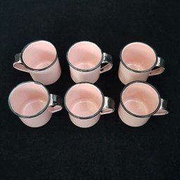 Jogo 6 Canecas Xícaras De 70ml Chá Café Esmaltadas Cozinha Rosa - 4