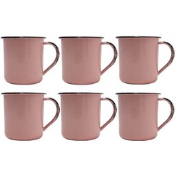 Jogo 6 Canecas Xícaras De 70ml Chá Café Esmaltadas Cozinha Rosa - 1