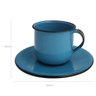 Jogo De Xícaras Com Pires 6 Canecas Esmaltada 180ml Chá Café Azul - 3