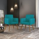 Ver imagem 5 de Kit 10 Cadeiras Poltronas Decorativa - Escritório - Recepção Cor:azul-turquesa