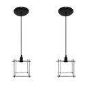 Ver imagem 2 de Kit com 2 Lustres Pendentes Aramado Quadrado - Estilo Retrô - Preto
