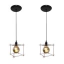 Ver imagem 1 de 02 Lustres Pendentes Aramado Quadrado - Estilo Retrô - Cobre