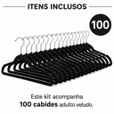Ver imagem 6 de Kit 100 Cabides Premium Veludo Rrister Adulto Slim Antideslizante para Closet Organizado