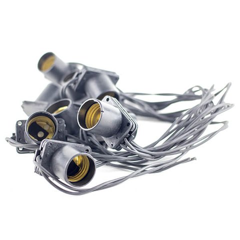 Varal de Lâmpadas - Cordão de Luz 20m + 20 Soquete E27 - Preto