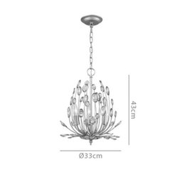 Lustre Pendente para Quarto Lore nas Cores Prata Envelhecida e Transparente Bella - 3