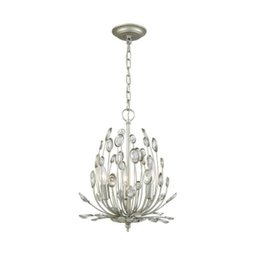 Lustre Pendente para Quarto Lore nas Cores Prata Envelhecida e Transparente Bella - 1