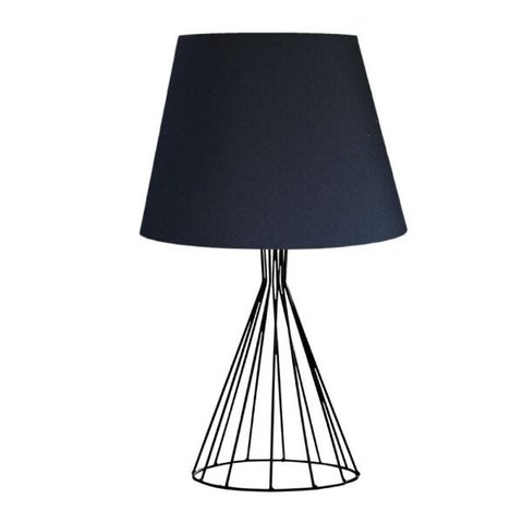 Abajur para Sala e Quarto Base Aramado Cone Preto Cúpula Preta