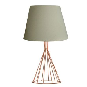 Abajur para Sala e Quarto Base Aramado Cone Cobre Cúpula Bege