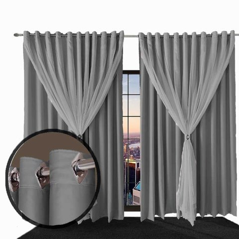 cortina blackout para quarto e sala 5,50 x 2,60 Ana cinza