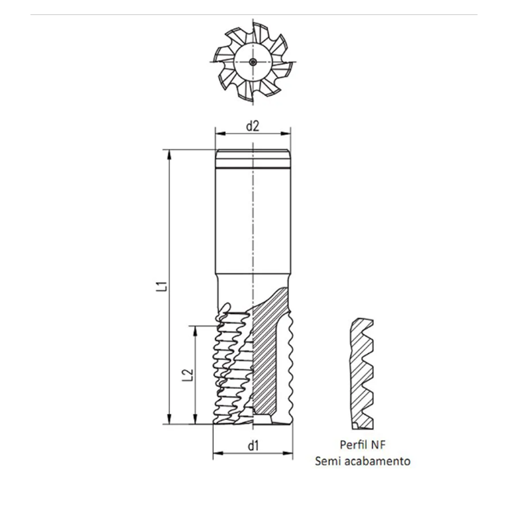 Fresa Topo Reto Aço Rápido Tipo Chipmaster 7,0mm Din844 Nr - 1506 com 8% Cobalto Múltiplos - 3