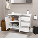 Ver imagem 1 de Balcão Móvel Gabinete Mdf para Banheiro sem Tampo 80cm Direito com Fundo