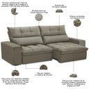 Ver imagem 4 de Sofá Retrátil Reclinável para Sala 3 Lugares 210cm Asaph F04 Veludo Marrom Claro - Lyam Decor