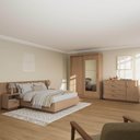 Ver imagem 1 de Kit Guarda Roupas 2 Portas, Cama Casal e Complementos de Quarto Araçá CabeCasa MadeiraOriginals Marrom/Nogueira