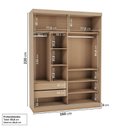 Ver imagem 4 de Kit Guarda Roupas 2 Portas, Cama Casal e Complementos de Quarto Araçá CabeCasa MadeiraOriginals Marrom/Nogueira