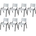 Ver imagem 1 de Cadeira Iso Base Preto Escola, Escritório Branco Kit 7 Un
