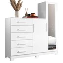Ver imagem 6 de Guarda Roupa Casal Doble 08 Portas com Espelho e Cômoda New Master Branco - Móveis Albatroz