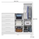 Ver imagem 5 de Guarda Roupa Casal Doble 08 Portas com Espelho e Cômoda New Master Branco - Móveis Albatroz