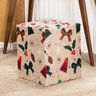 Capa de Puff Quadrado Avulsa Estampada Natalina Ajustável com Elástico - Tecido Veludo Suede Decoraç - 2