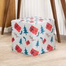 Capa de Puff Quadrado Avulsa Estampada Natalina Ajustável com Elástico - Tecido Veludo Suede Decoraç - 6