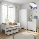 Ver imagem 2 de Kit Quarto Completo Cama Luna Plus + Colchão + Cômoda Versátil + Guarda-Roupa Paris Branco