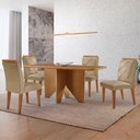 Ver imagem 1 de Mesa Evora 120 Mdf Canto Copo e com 4 Cadeiras Melissa Turim 07-naturalle-naturalle
