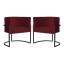 Ver imagem 1 de Kit 2 Poltrona Luana Suede Bordo Base Preto Luxo - Fm