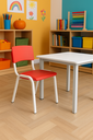 Ver imagem 1 de Mesa Infantil Branca com Cadeira Escolar Vermelha – Ecomhome