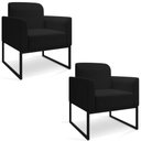 Ver imagem 1 de Kit 2 Poltronas Decorativas Base Industrial Preta Maressa A79 Linho Preto - Ibiza