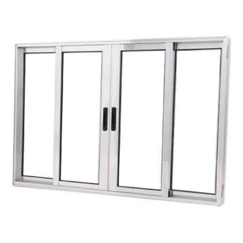 Janela de Alumínio Brilhante Vitro 4 Folhas 100 x 100 Linha 25 sem Grade
