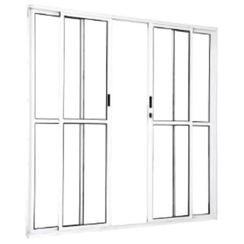 Porta de Correr Sacada 4 Folhas 2.10 x 2.00 Branca Linha 25 com Fechadura