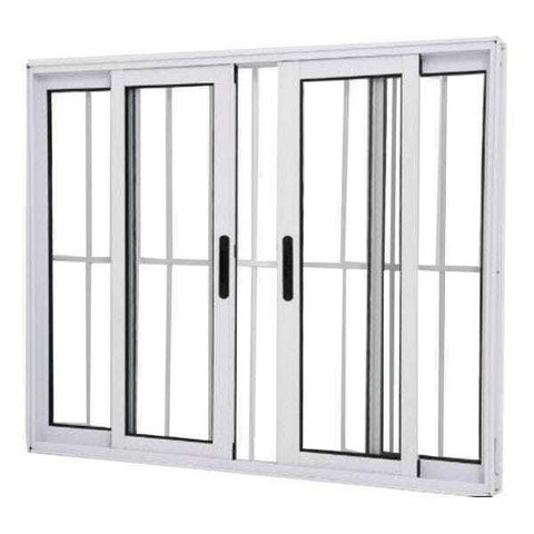 Janela de Alumínio Branco Vitro 4 Folhas 100 x 200 Linha 25 com Grade