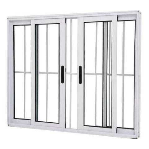 Janela de Alumínio Branco Vitro 4 Folhas 100 x 100 Linha 25 com Grade