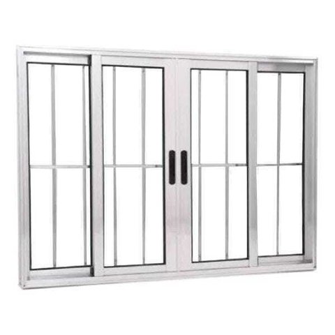 Janela de Alumínio Brilhante Vitro 4 Folhas 100 x 200 Linha 25 com Grade