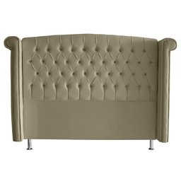 Cabeceira de Cama Box Toquio Casal 140 Cm Suede Bege Ec Móveis - 1