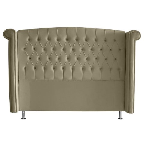 Cabeceira de Cama Box Toquio Casal 140 Cm Suede Bege Ec Móveis