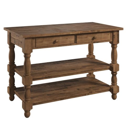 Ilha de Cozinha com 2 Gavetas e 2 Prateleiras Walnut