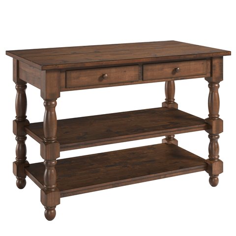 Ilha de Cozinha com 2 Gavetas e 2 Prateleiras Walnut