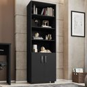 Ver imagem 1 de Livreiro Office Samara Preto Tx com 2 Portas e 5 Prateleiras 180cm Altura Mdp