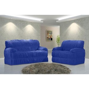 Capa para Sofá 3 e 2 Lugares Adomes M540 24 elásticos Azul
