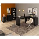 Ver imagem 1 de Kit para Escritório com Mesa em L Gaveteiro Estante e Balcão Cor:preto