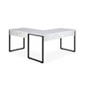 Mesa de Escritório Office Industrial de canto 150 x 150 cm Branco Mármore com pés Preto - 2