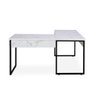 Mesa de Escritório Office Industrial de canto 150 x 150 cm Branco Mármore com pés Preto - 5