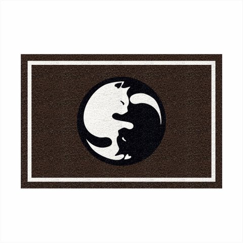 Tapete Capacho Gato Pets Yin Yan Lua e Sol 60x40 Cm Marrom