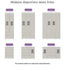 Guarda-roupa Infantil 62cm 2 Portas com Vidro e 2 Gavetas Doçura Multimóveis Mp4491 Branco/off - 6 Guarda-roupa Infantil 62cm 2 Portas com Vidro e 2 Gavetas Doçura Multimóveis Mp4491 Branco/off - 6