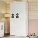 Ver imagem 1 de Guarda-roupa Infantil 92cm com Vidro 3 Portas e 2 Gavetas Teddy Multimóveis Mp4487 Branco