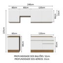 Ver imagem 4 de Armário de Cozinha Completa 240cm Rustic/Branco Glamy Madesa 08