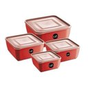 Ver imagem 1 de Kit 4 Multiuso Quadrado Premiun Vermelho de Plastico Uz - Vermelho