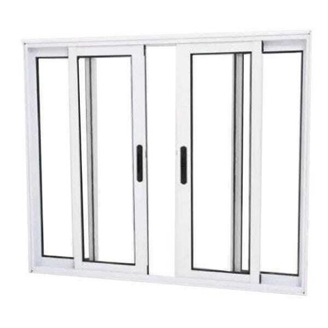 Janela de Alumínio Branco Vitro 4 Folhas 120 x 200 Linha 25 sem Grade