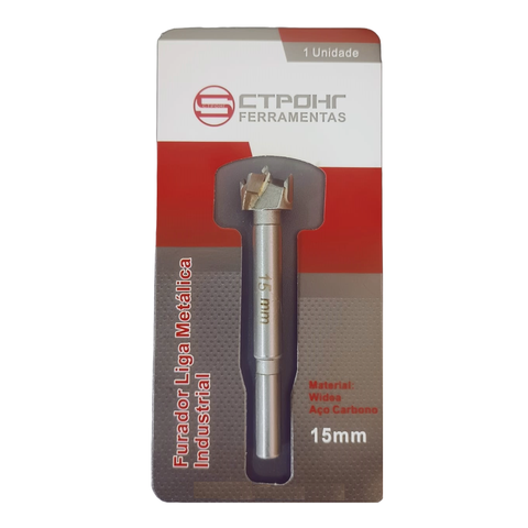 Broca Forstner 15mm para Dobradiça Caneco Fechaduras